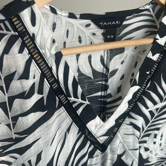Tahari Tropical Swimsuit Cover Up Black and White Floral Print Size M - Picture 4 of 13